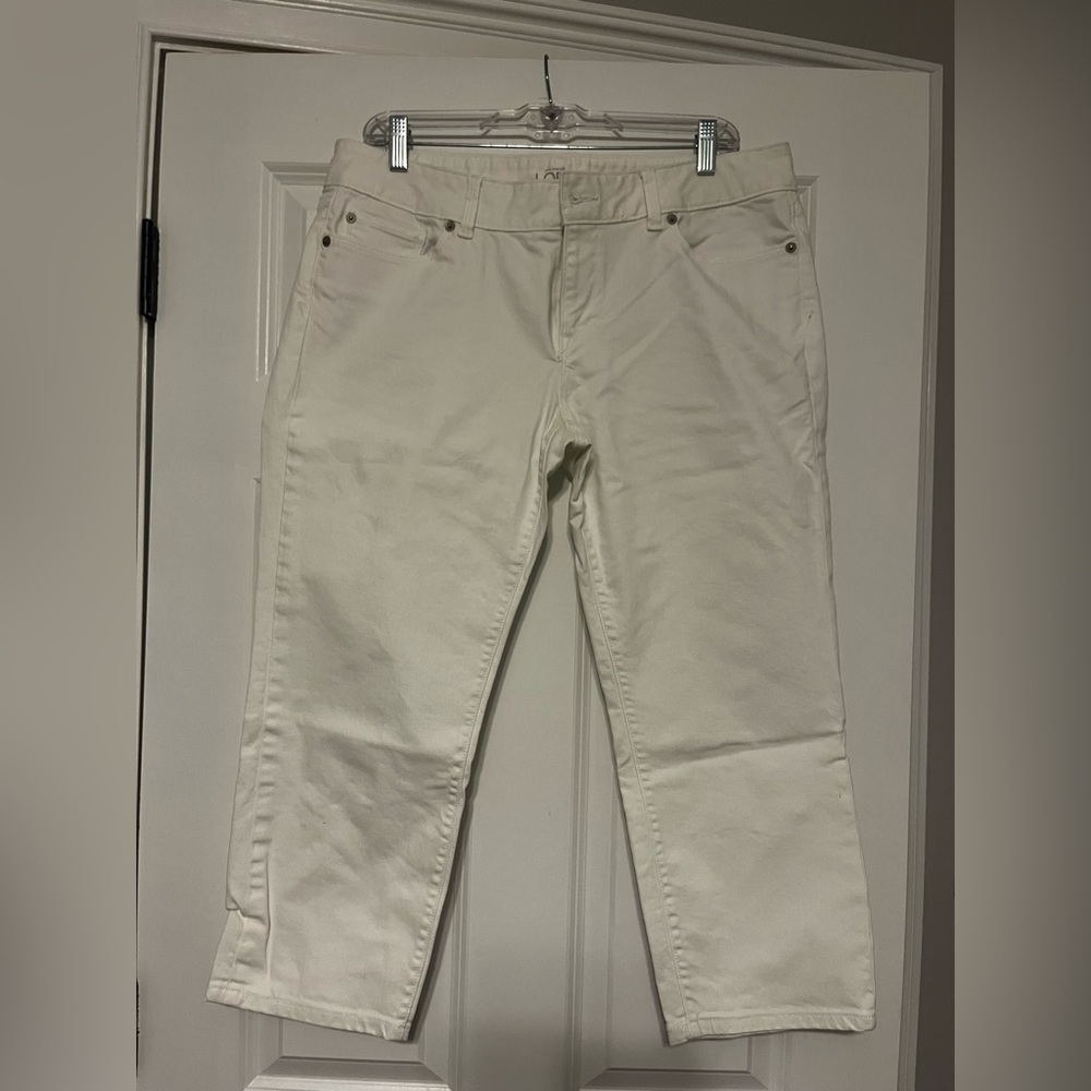 LOFT Modern Crop White Jeans, size